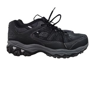 Skechers After Burn Men Sz 10 Wide Training Shoes Black Leather Athletic Hiking
